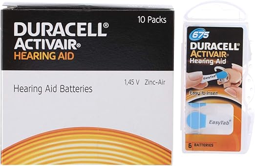 DURACELL ACTIVAIR SIZE 675 HEARING AID BATTERIES ( 60 PCS PACK)