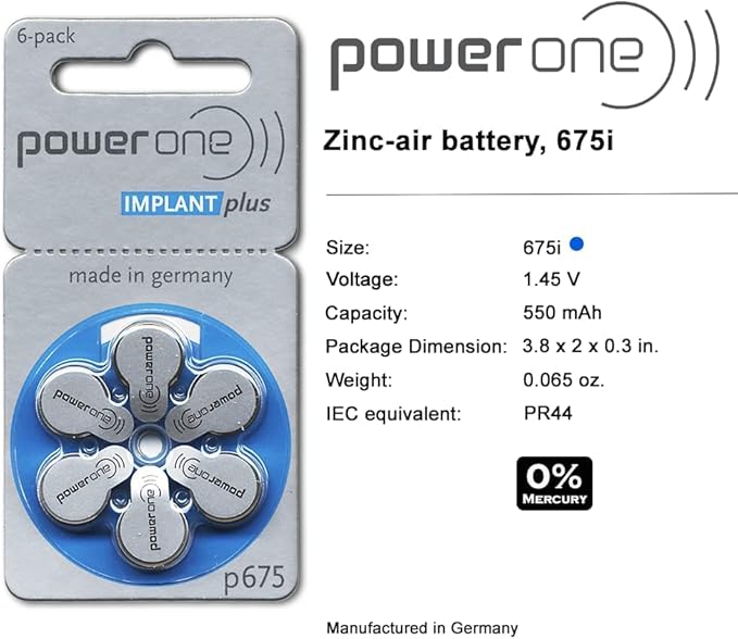 Power One 10 Packs (60 Batteries) Cochlear Implant Batteries! 60 Batteries