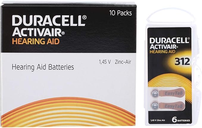 DURACELL ACTIVAIR SIZE 312 HEARING AID BATTERIES ( 60 PCS PACK)