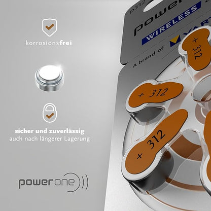 POWER ONE 312 SIZE HEARING AID BATTERIES (60 PCS PACK)